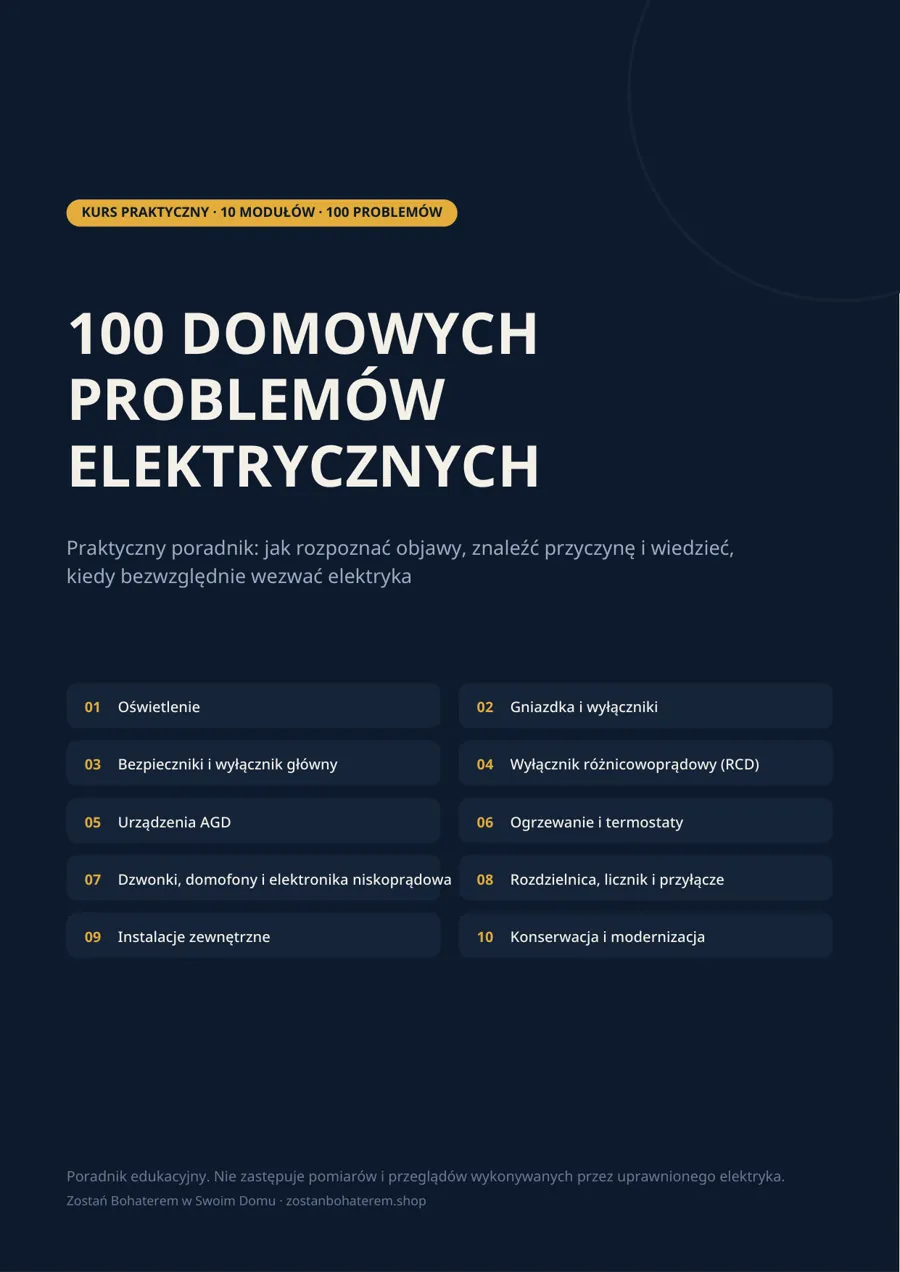 Okładka kursu 100 Domowych Problemów Elektrycznych